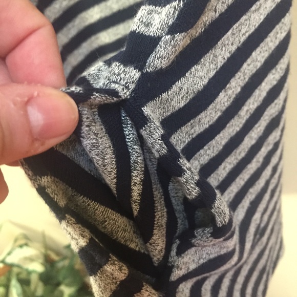 Stella & Dot Always Navy Blue Striped Gray Knit Long Cardigan Pockets Sz S - Picture 10 of 12